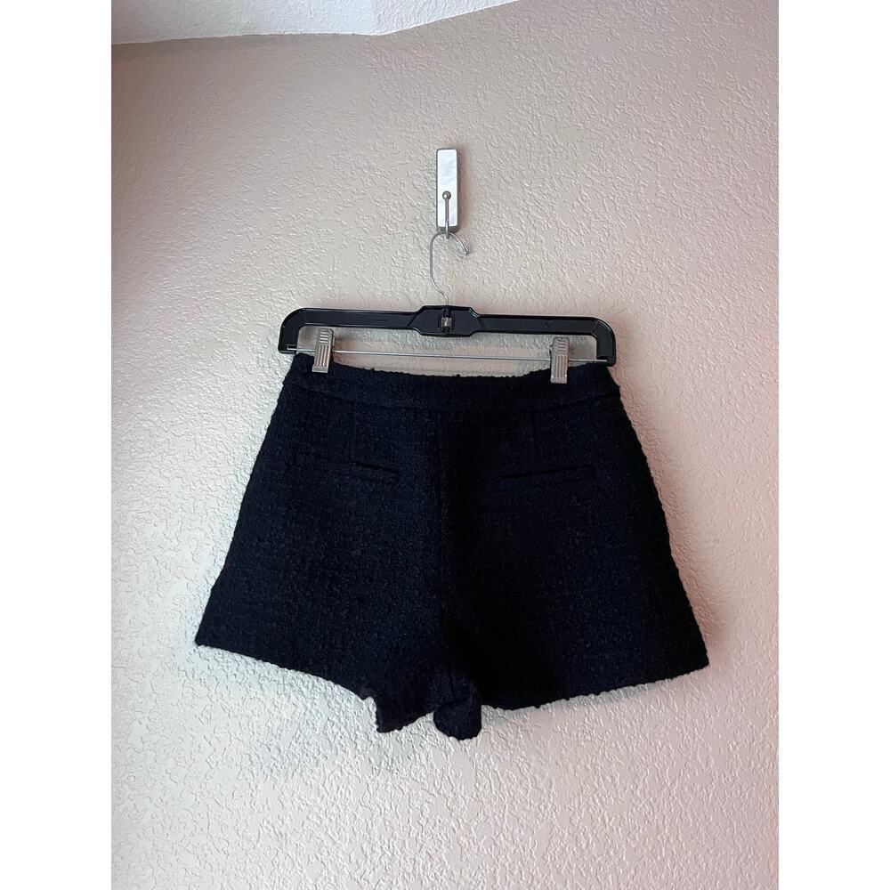 Chanel Wool Mini Tweed Short Silk Lined Logo 36 FR 4 Black Designer High Waist - Picture 5 of 12